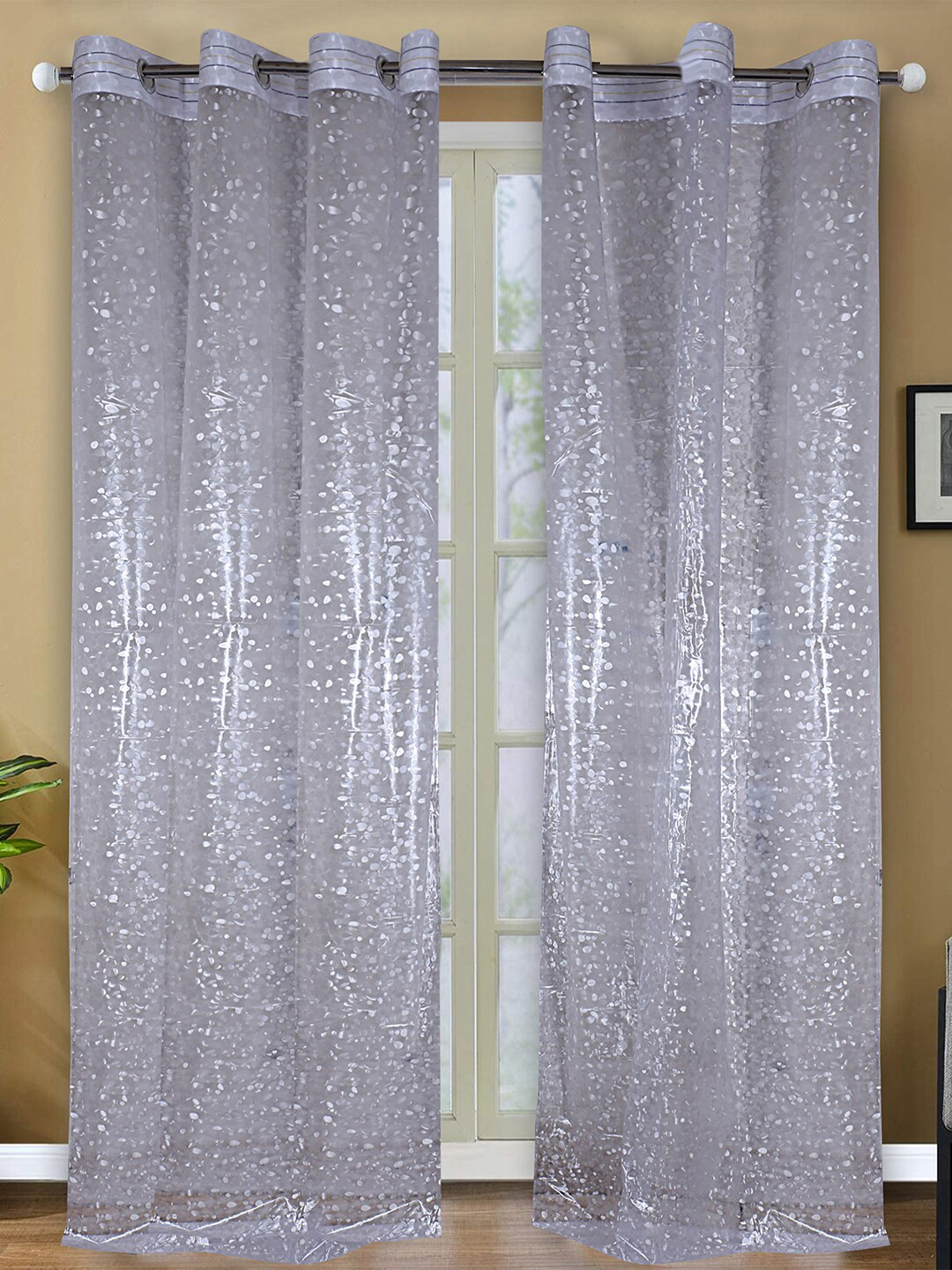 Kuber Industries Set of 2 Transparent PVC Stain-Resistant Door Curtains