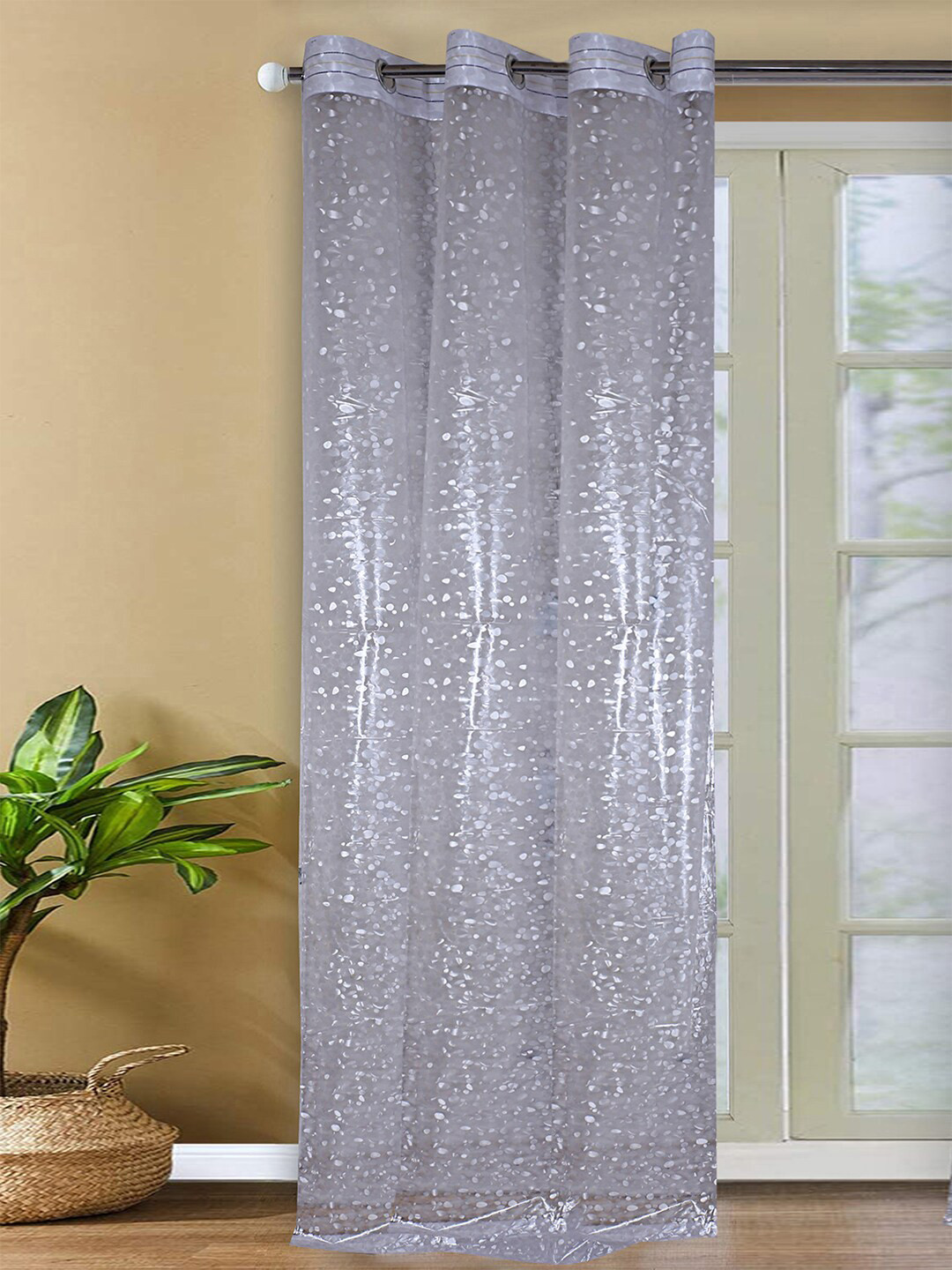 Kuber Industries Transparent Printed Shower Waterproof PVC AC Curtain