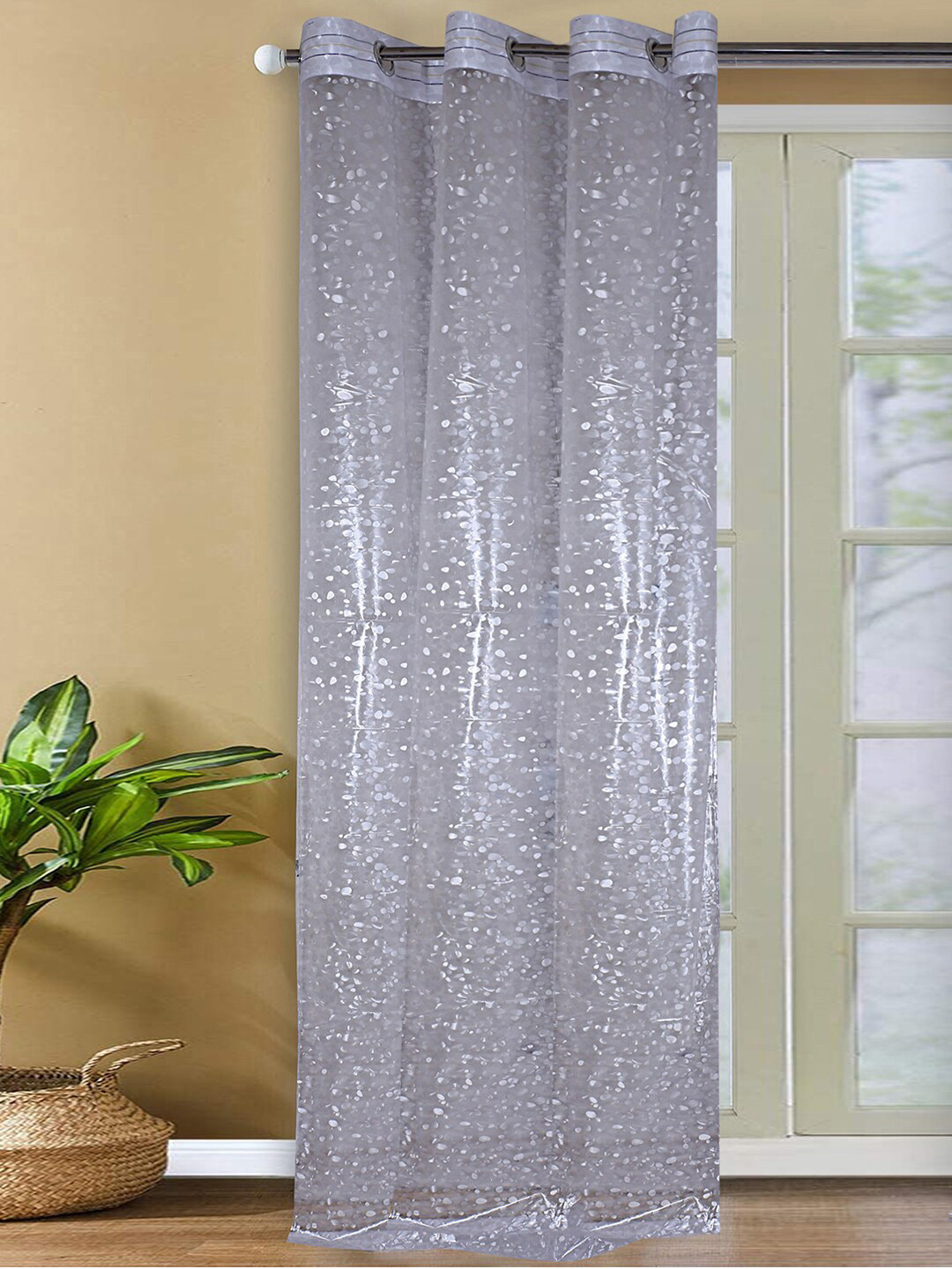 Kuber Industries Stone Print Waterproof PVC AC Door Curtain 6 Grommets Transparent