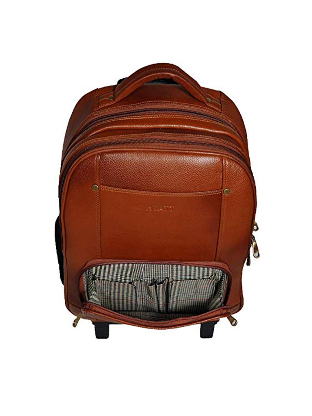 RICHSIGN Men Tan Leather Laptop Trolley Bag