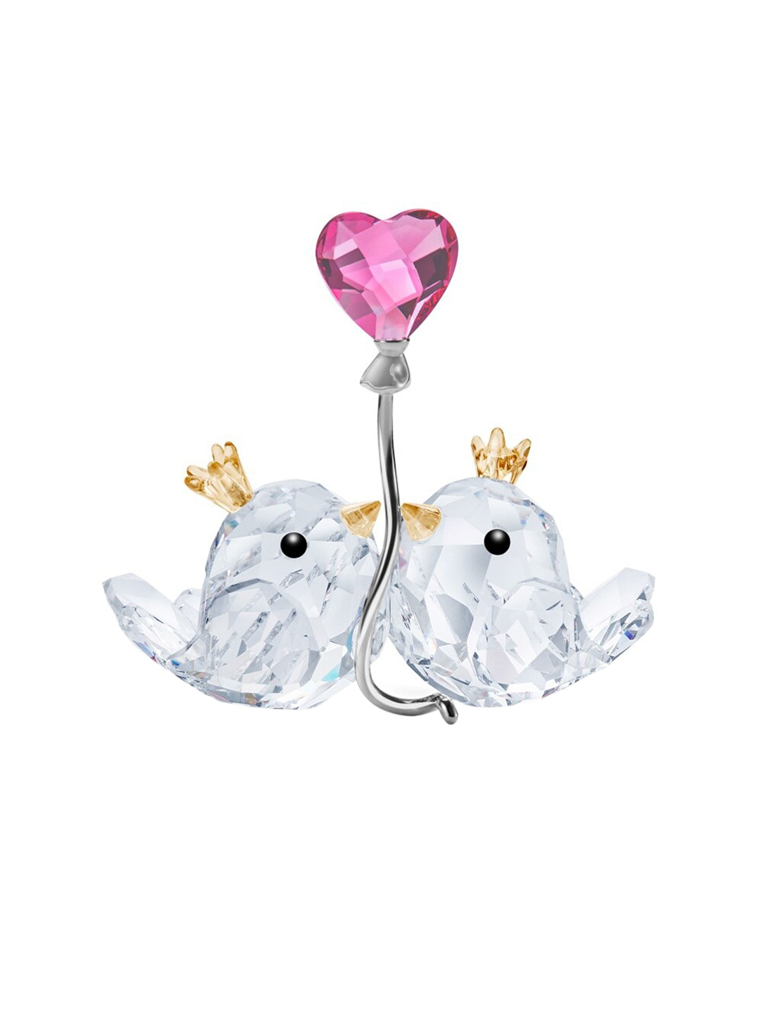 SWAROVSKI White & Pink Solid Love Birds Figurine Showpiece