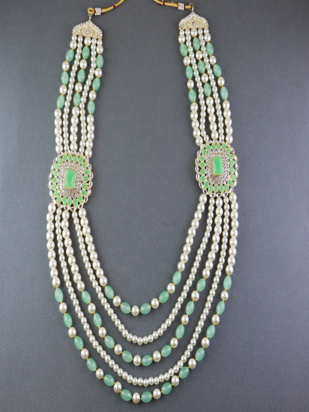 I Jewels Men Traditional Multi-Layer Pearl Necklace Mala
