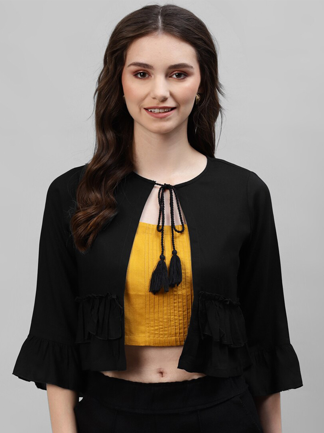 Vibes by Vibes by Deebaco   Women Black Crop Shrug