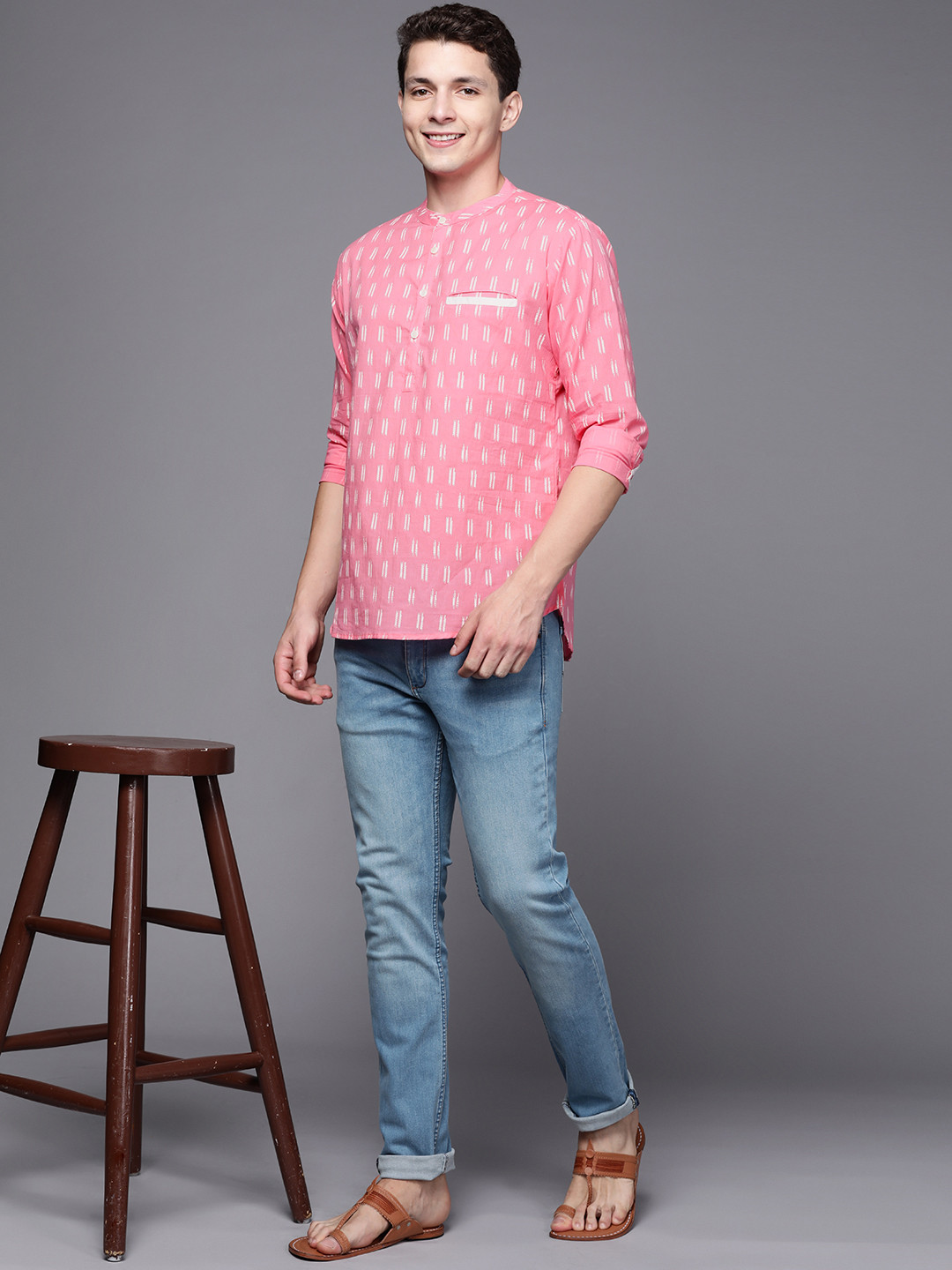 Indo Era Men Geometric Printed Kurta