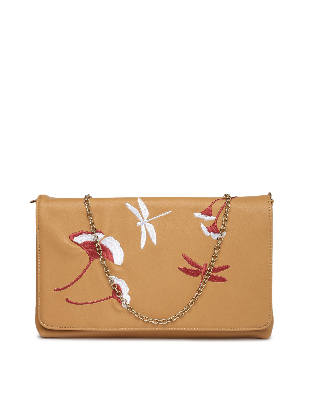 ToniQ Brown Embroidered Clutch
