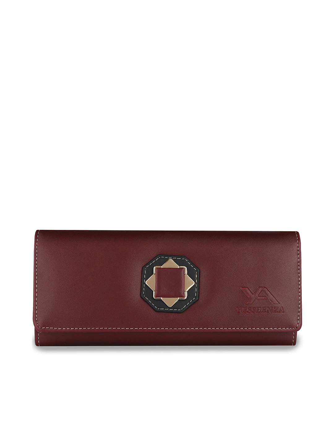 YESSBENZA Maroon Bow Detail Envelope Clutch
