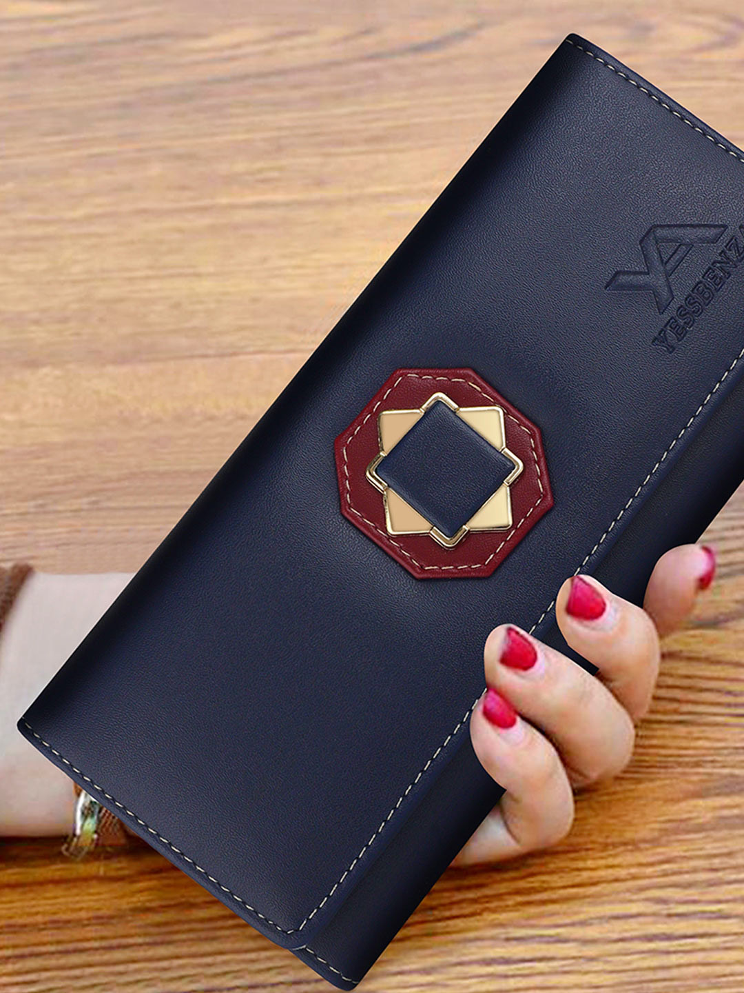 YESSBENZA Blue Bow Detail Envelope Clutch