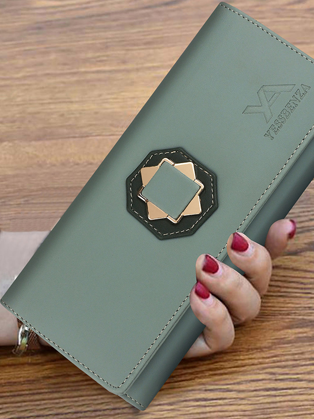 YESSBENZA Sea Green Envelope Clutch