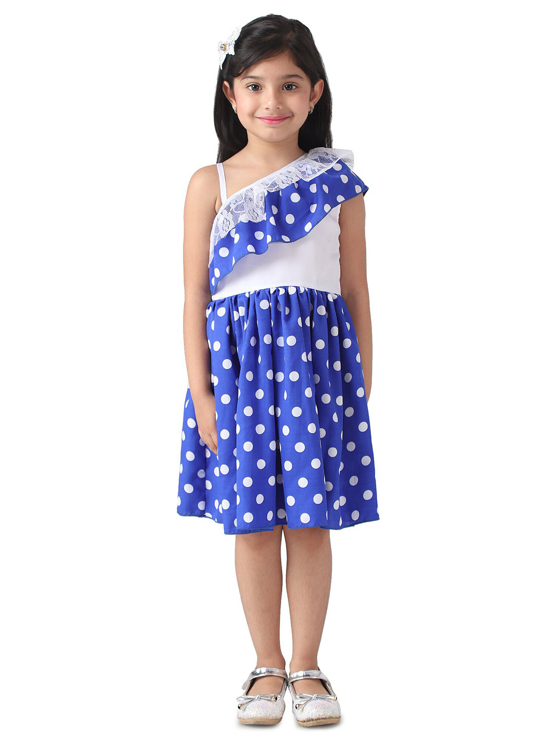 Samsara Girls Couture Blue & White Satin Dress