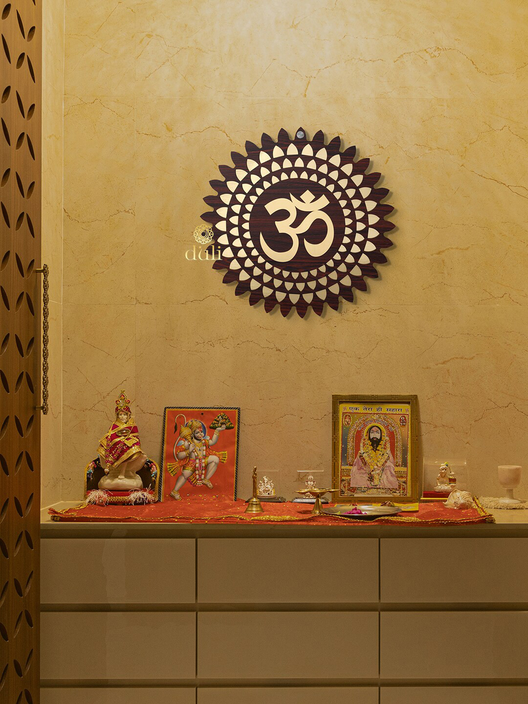 DULI Om Design Wood Ethnic Motifs Matte Hanging Hall Spiritual Wall Decor-16In