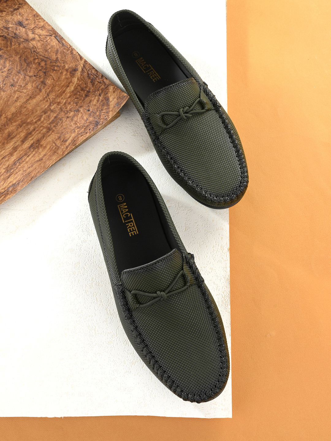Mactree Men Olive Green Nubuck Loafers