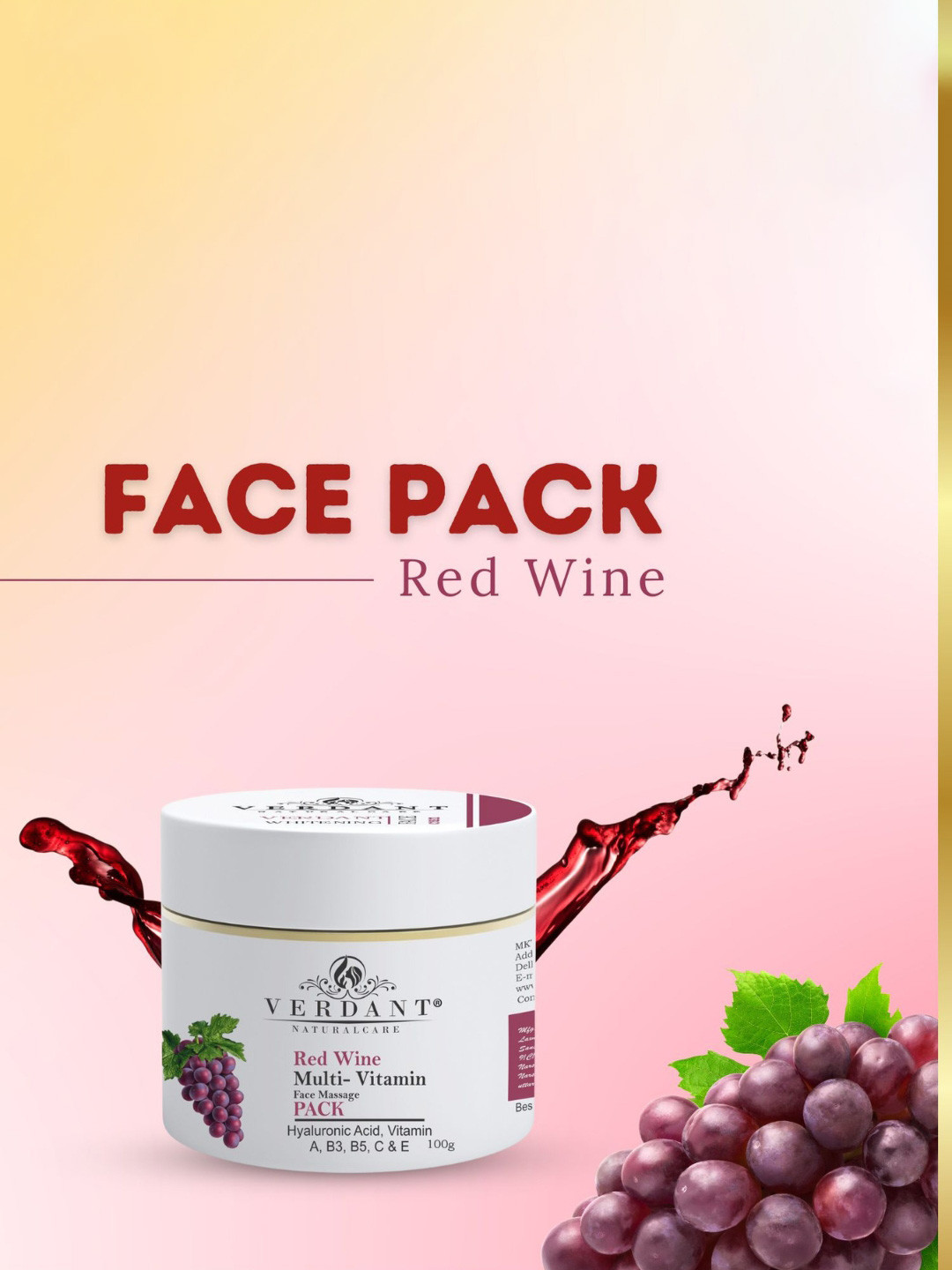 Verdant Natural Care Red Wine Face Pack 100 ml