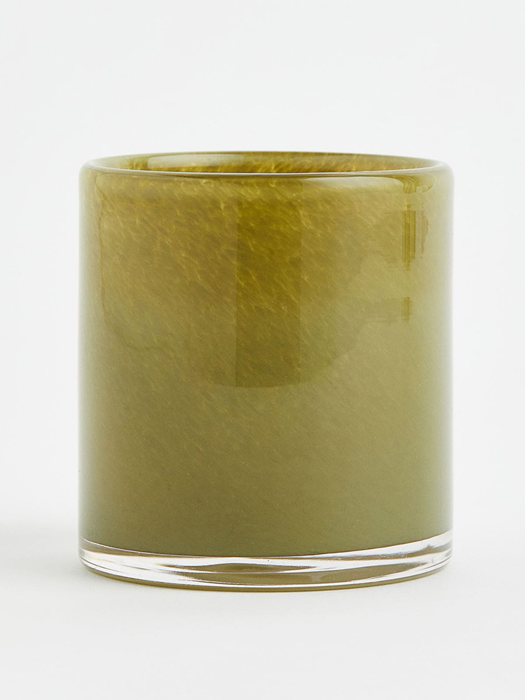 H&M Olive Green Solid Small Glass Tealight Holder