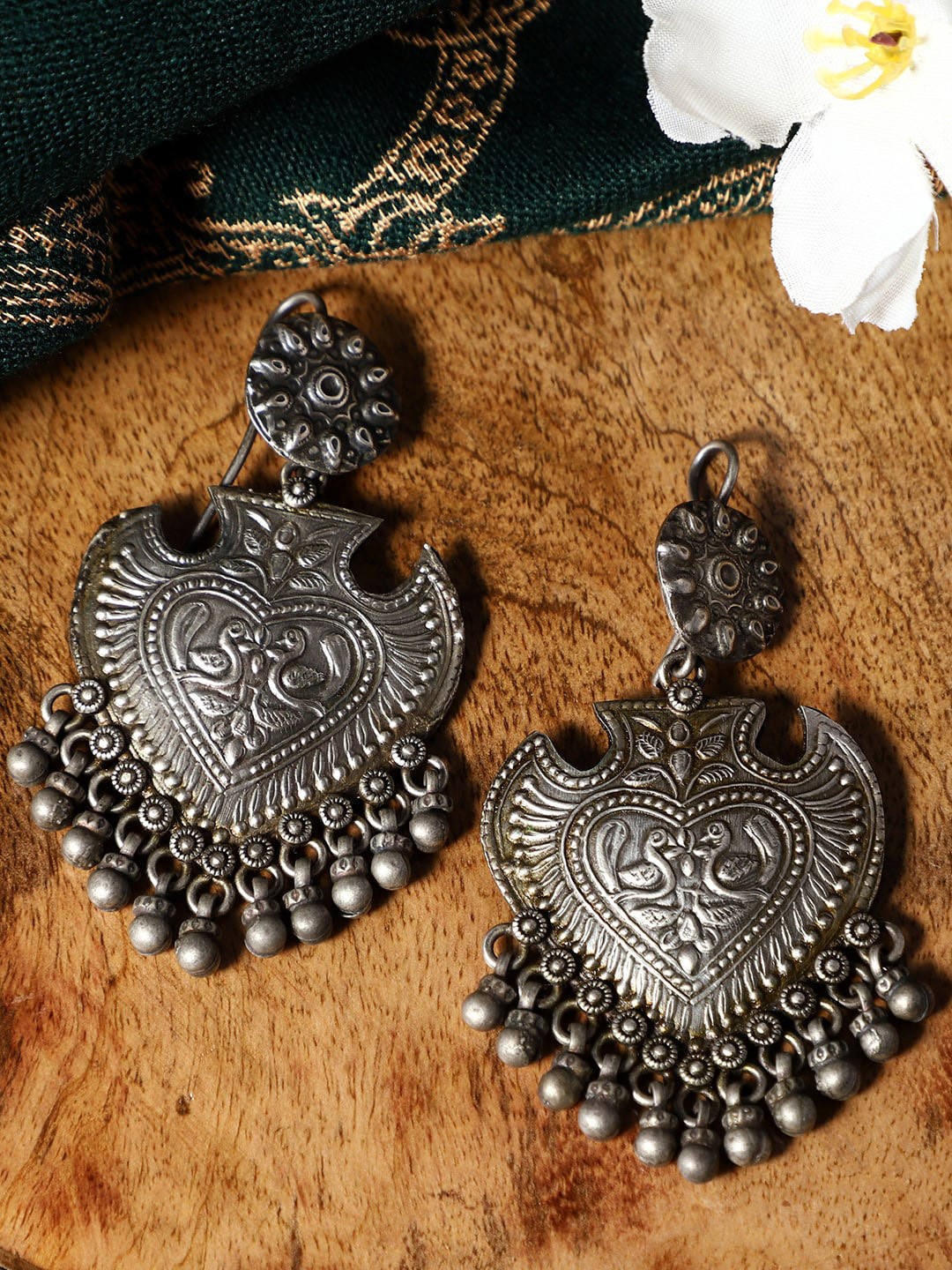 VENI Silver Toned Contemporary Boho Drop Earrings