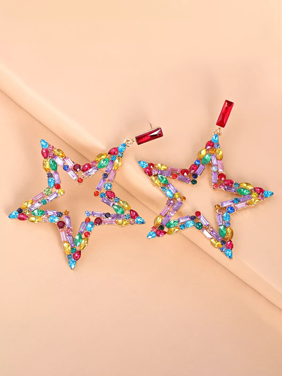 AVANT-GARDE PARIS Women Red & Blue Star Shaped Drop Earrings