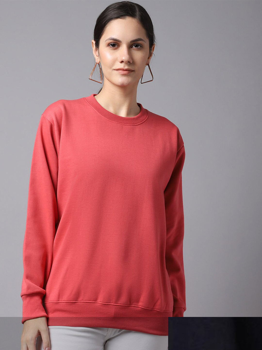 MACK JONNEY Pack of 2 Women Peach-Coloured & Navy Blue Fleece Sweatshirts