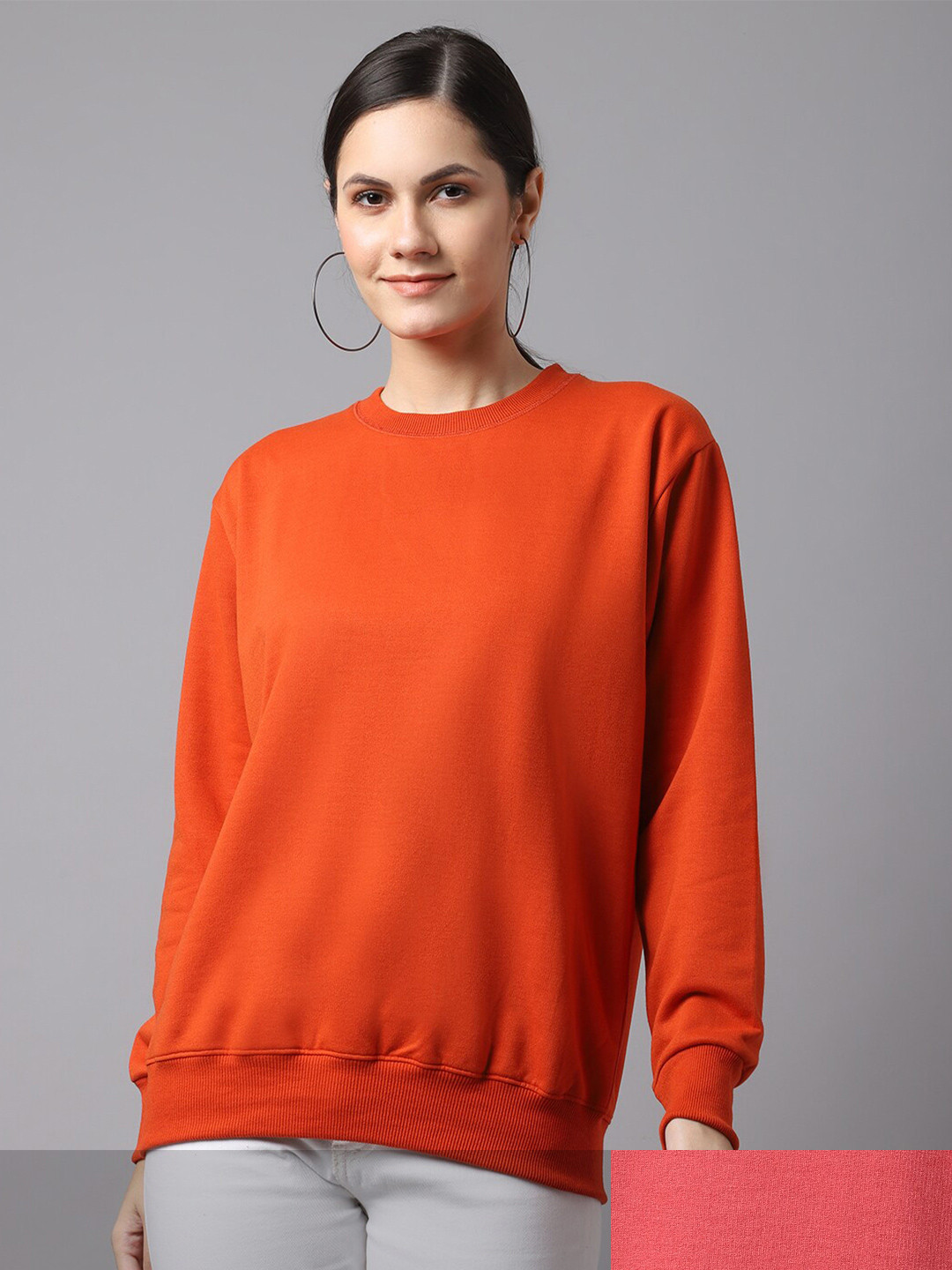 MACK JONNEY Women Pack of 2 Peach & Orange Sweatshirt