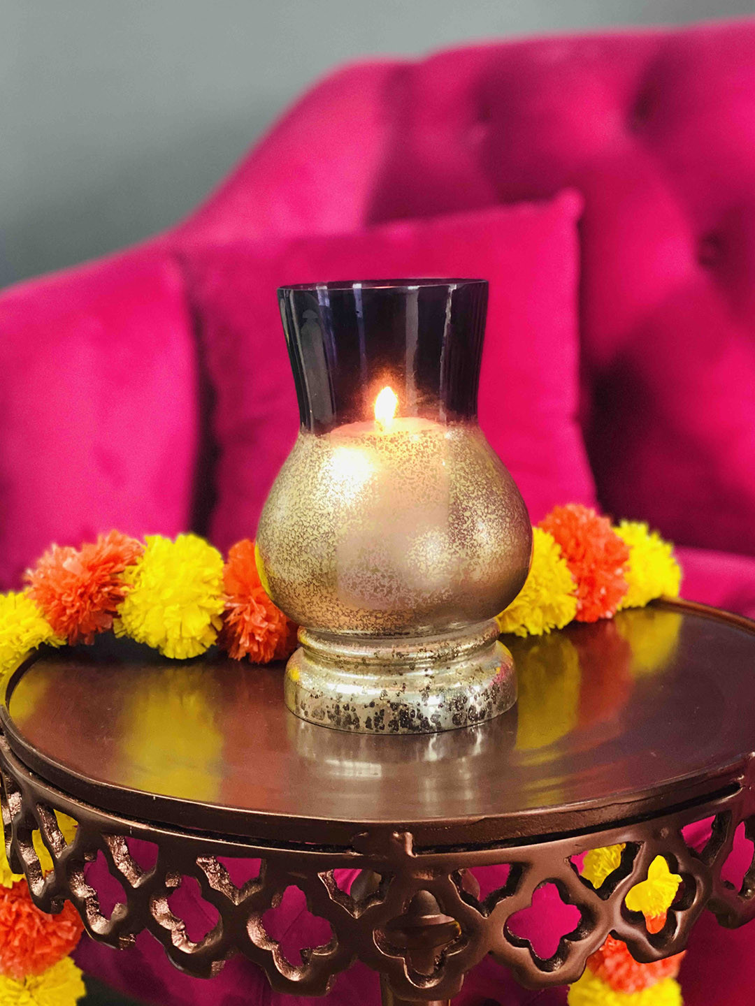 Folkstorys Sitara Hurricane Blue Glass Glossy Living Room Small Showpiece - 7.9 Inches