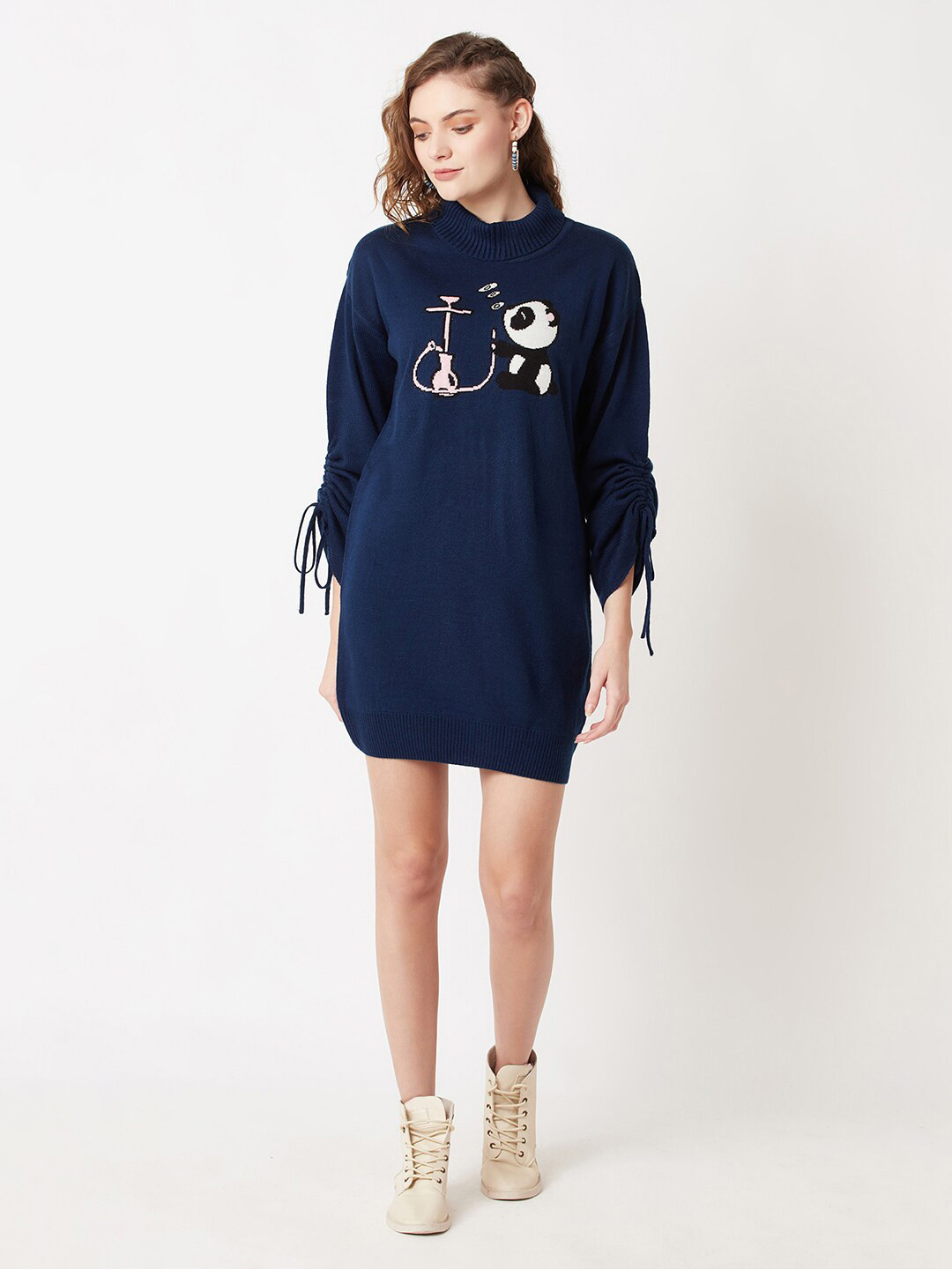 Miramor Blue & White Sweater Mini Dress