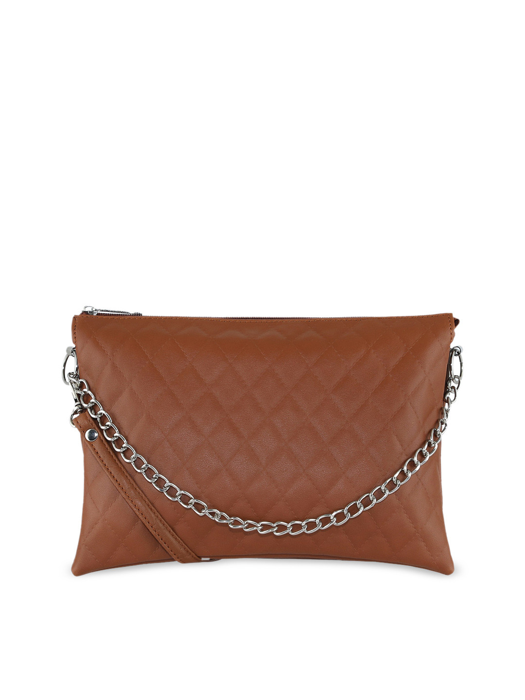 Toteteca Tan PU Oversized Structured Sling Bag with Quilted