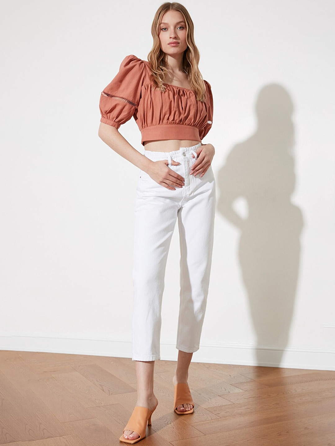 Trendyol Women Button Fly With belt loops Mid Rise Cotton Jean