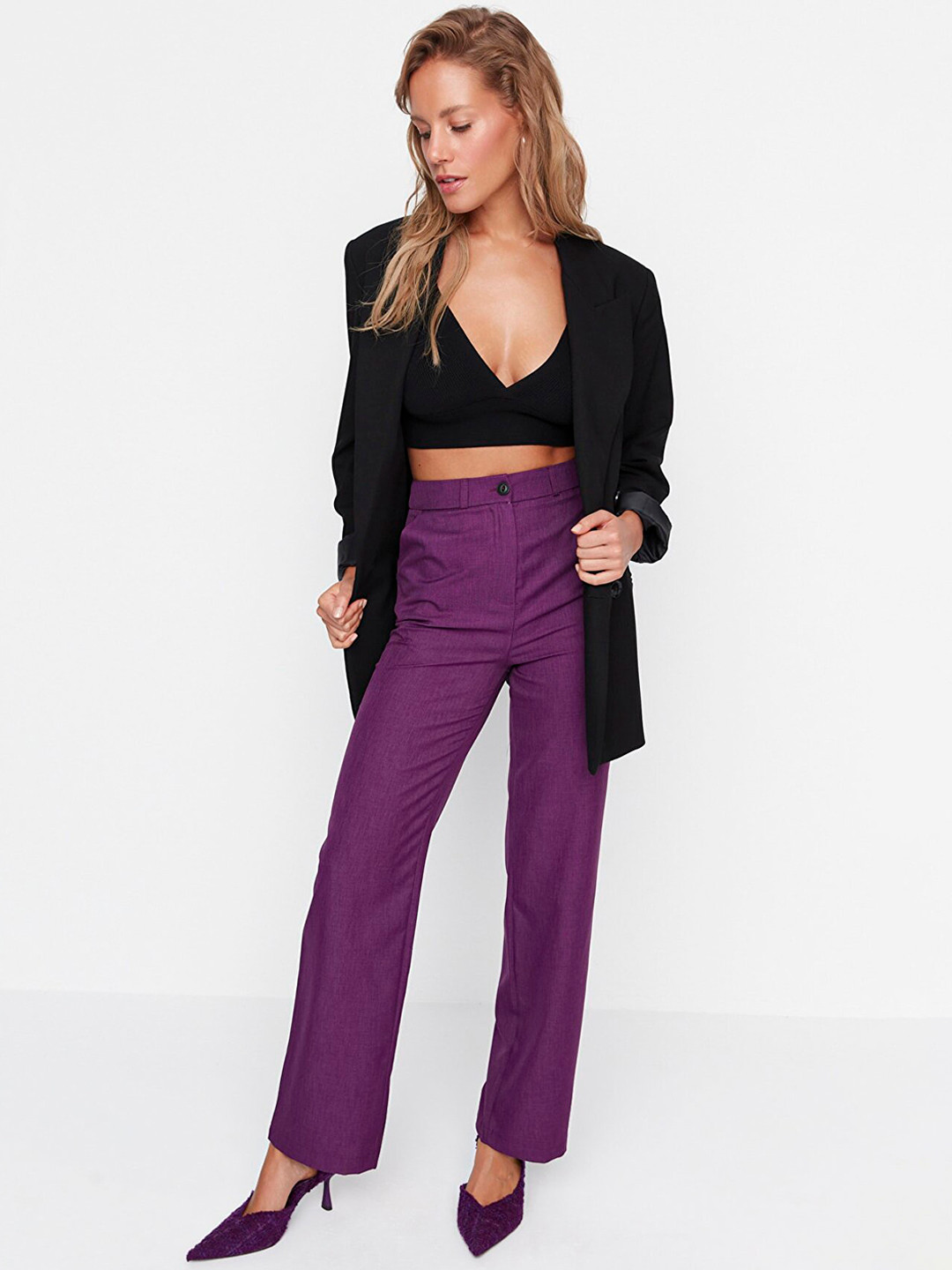 Trendyol Women Purple Formal Trousers
