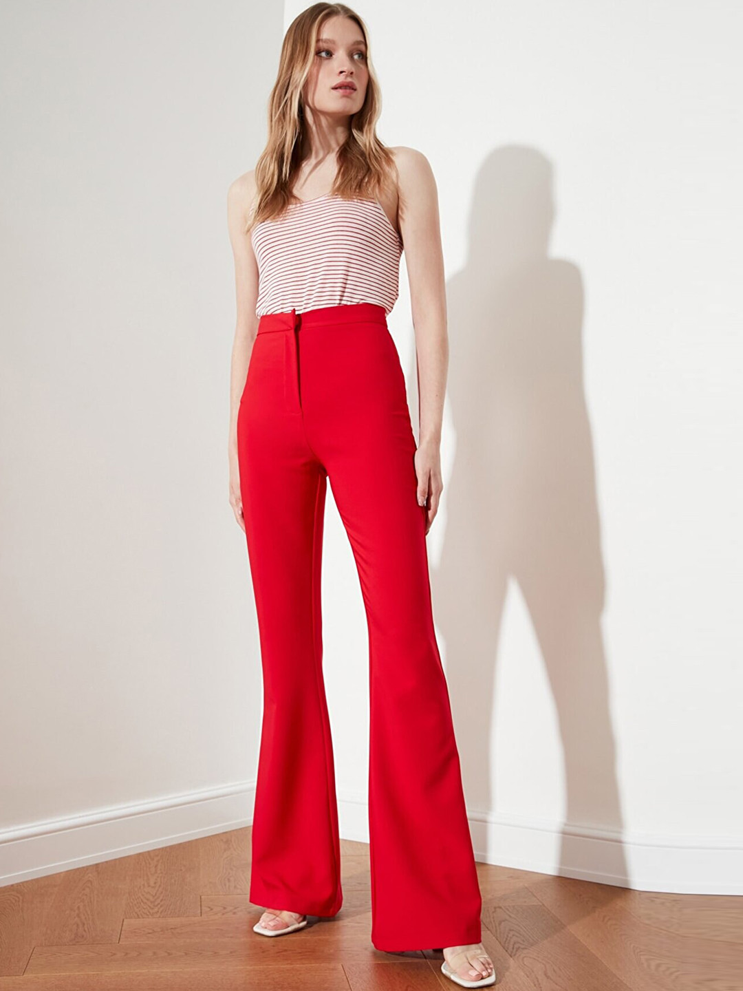 Trendyol Women Red Bootcut Trousers