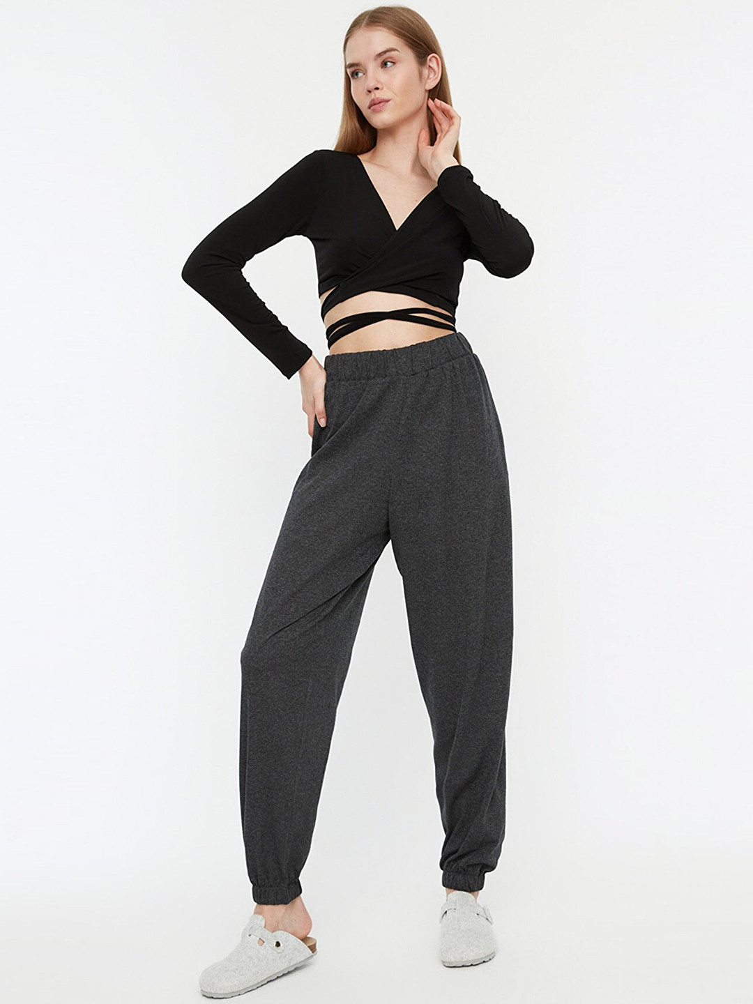 Trendyol Women Grey Loose Fit Joggers Trousers