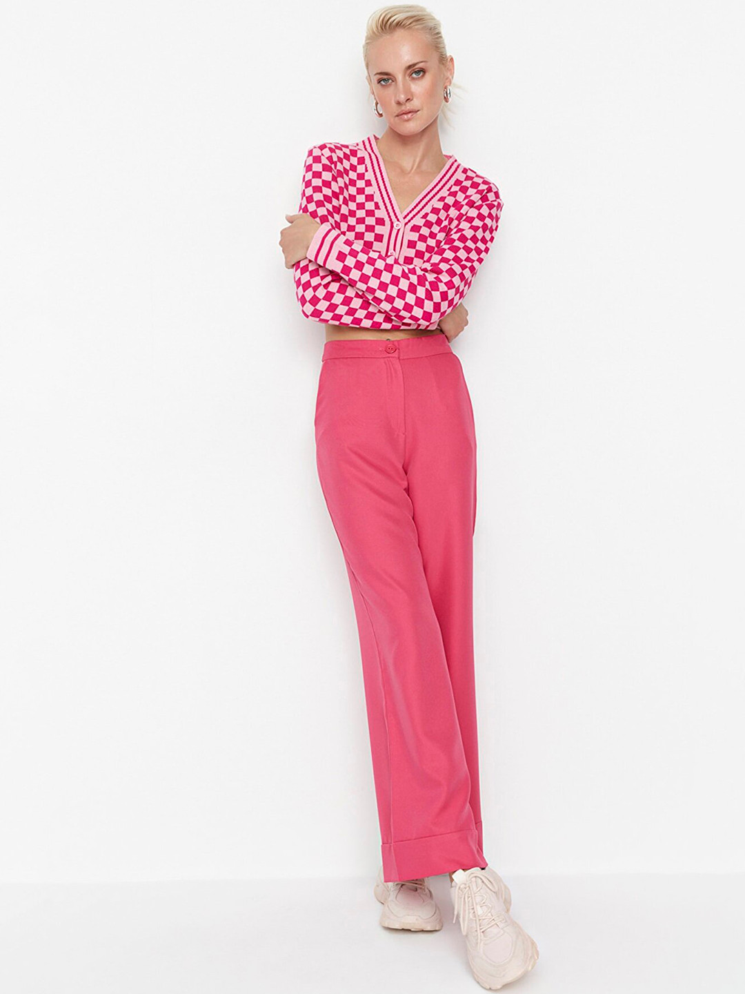 Trendyol Women Pink Parallel Trousers
