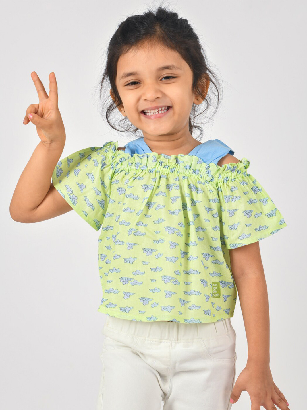 TALES & STORIES Green Printed Top