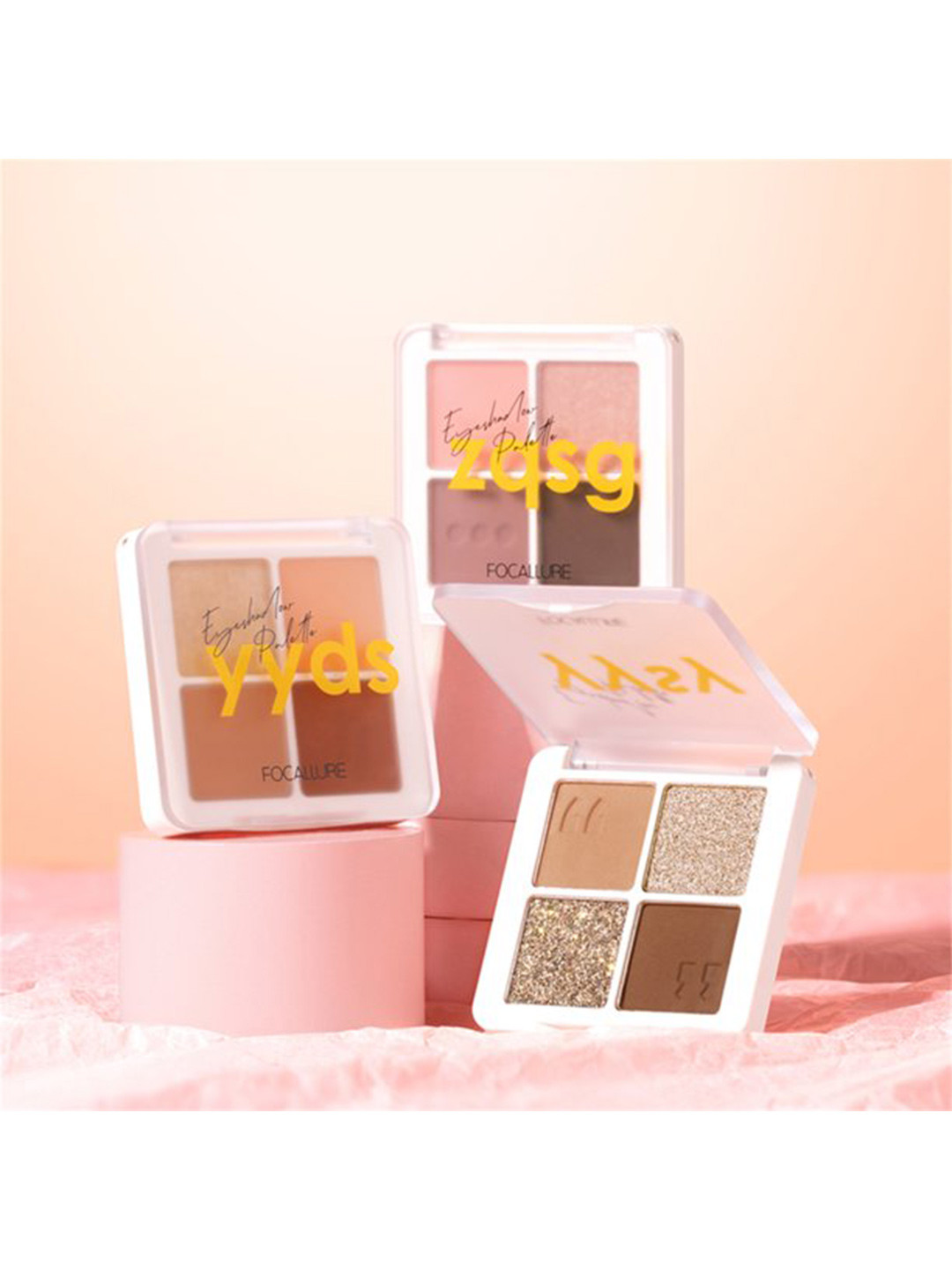 FOCALLURE 4 Colors Eyeshadow Palette - Caramel Tea Black 1