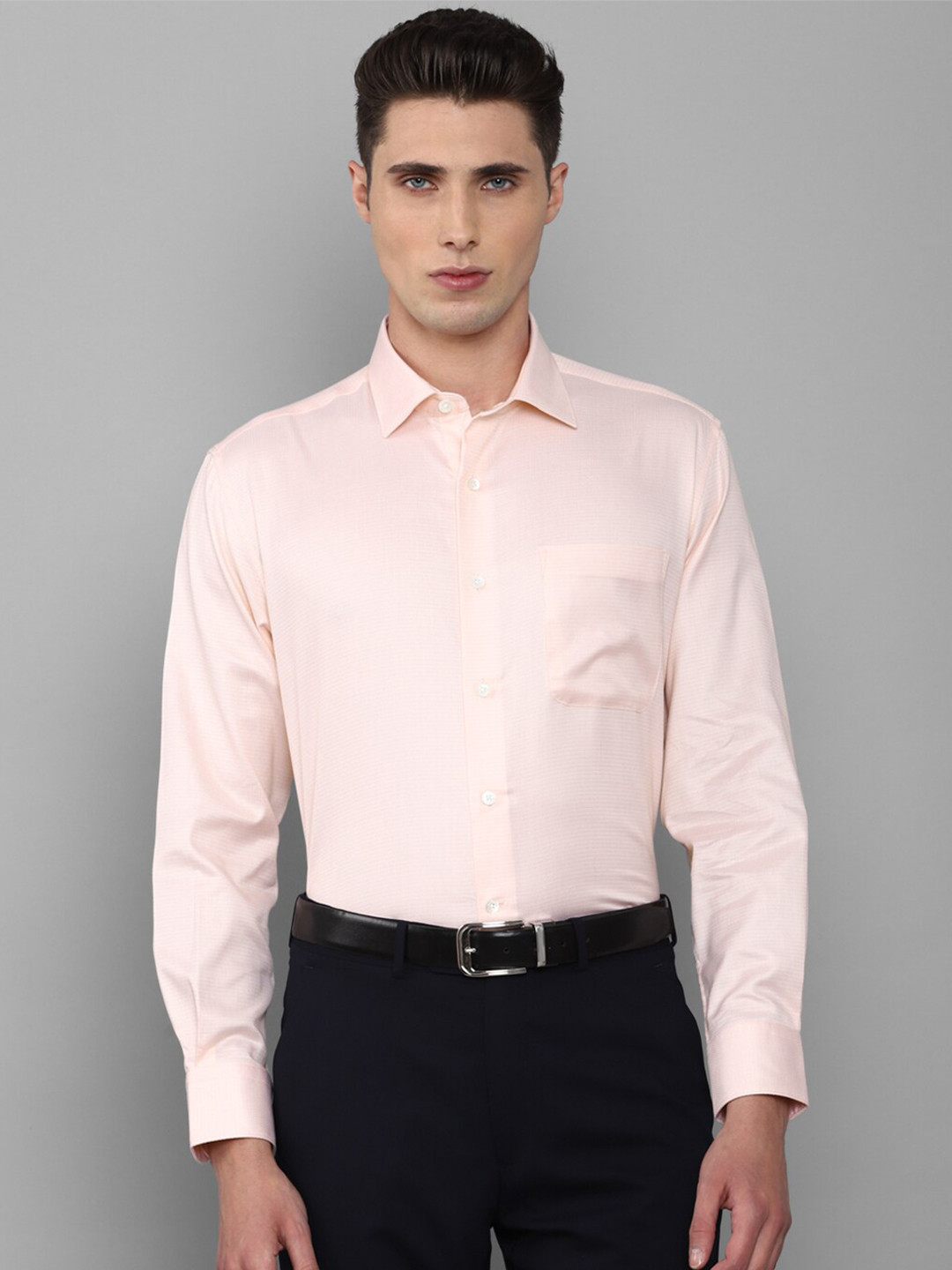 Luxure by Louis Philippe Men Peach-Coloured Slim Fit Formal Shirt