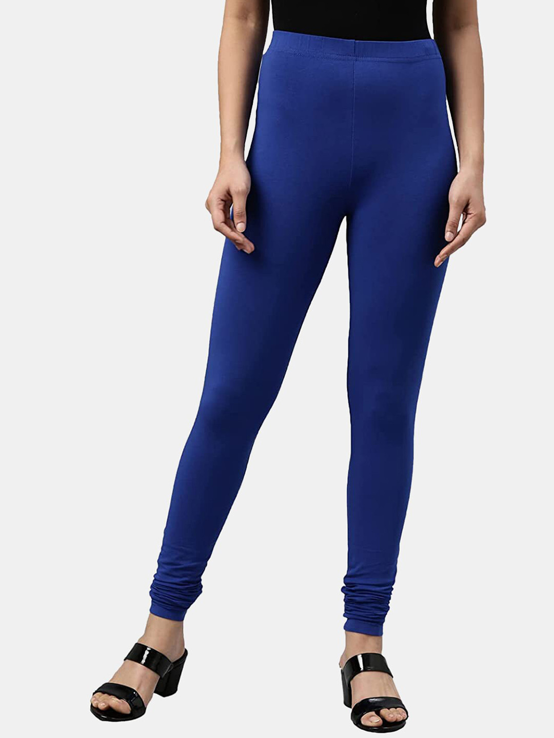 FRENCH KLEIDER Girls Blue Solid Churidar Leggings