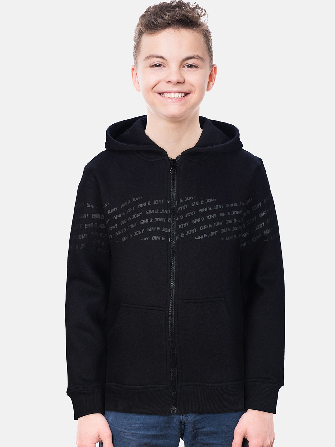 Buy Gini And Jony Boys Black Fleece Bomber Jacket Jackets for