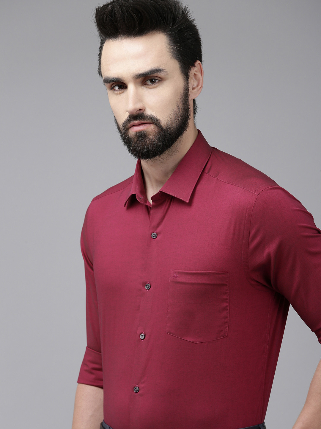 Arrow Men Fuchsia Pink Manhattan Slim Fit Solid Opaque Pure Cotton Formal Shirt