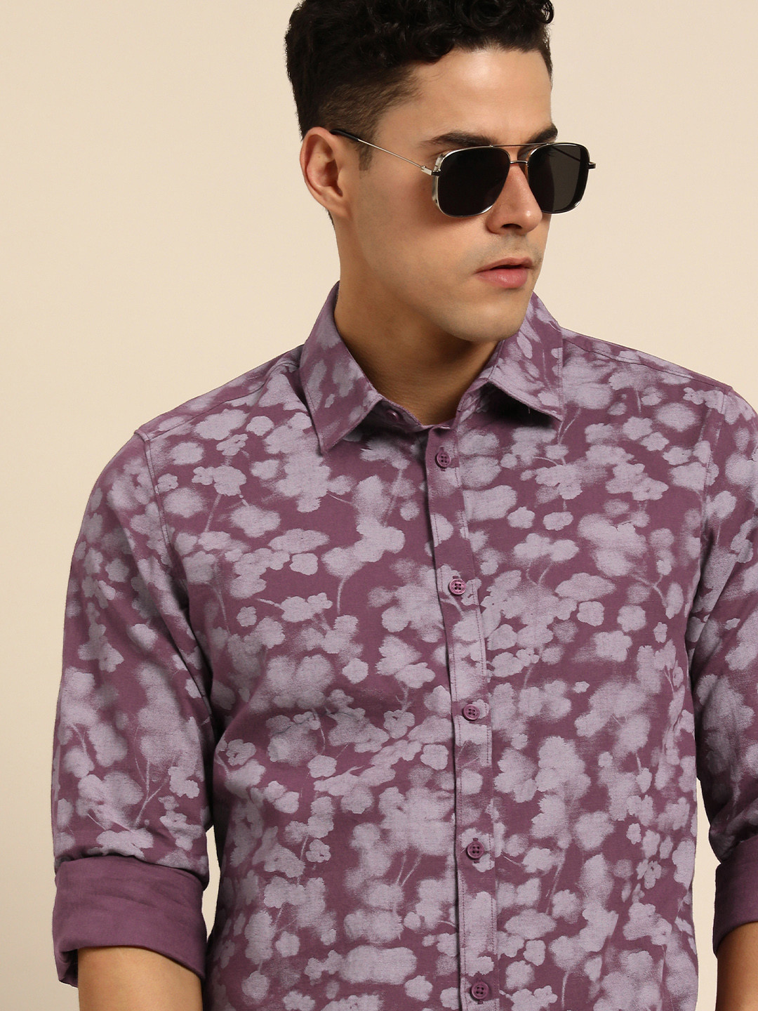 Being Human Men Slim Fit Floral Printed Pure Cotton Casual Shirt