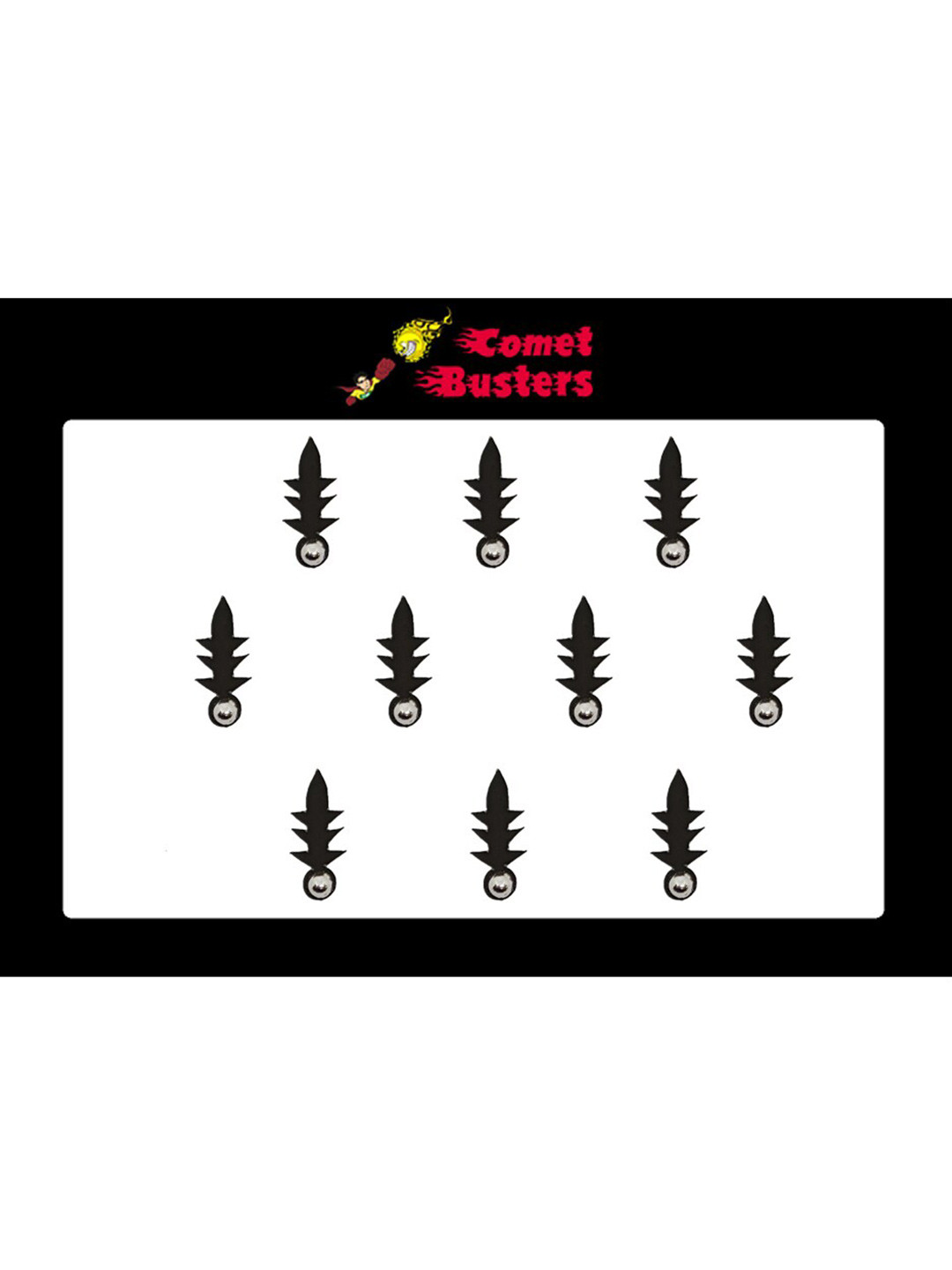 Comet Busters 10 Pcs Embellished Reusable Designer Bindis - Black