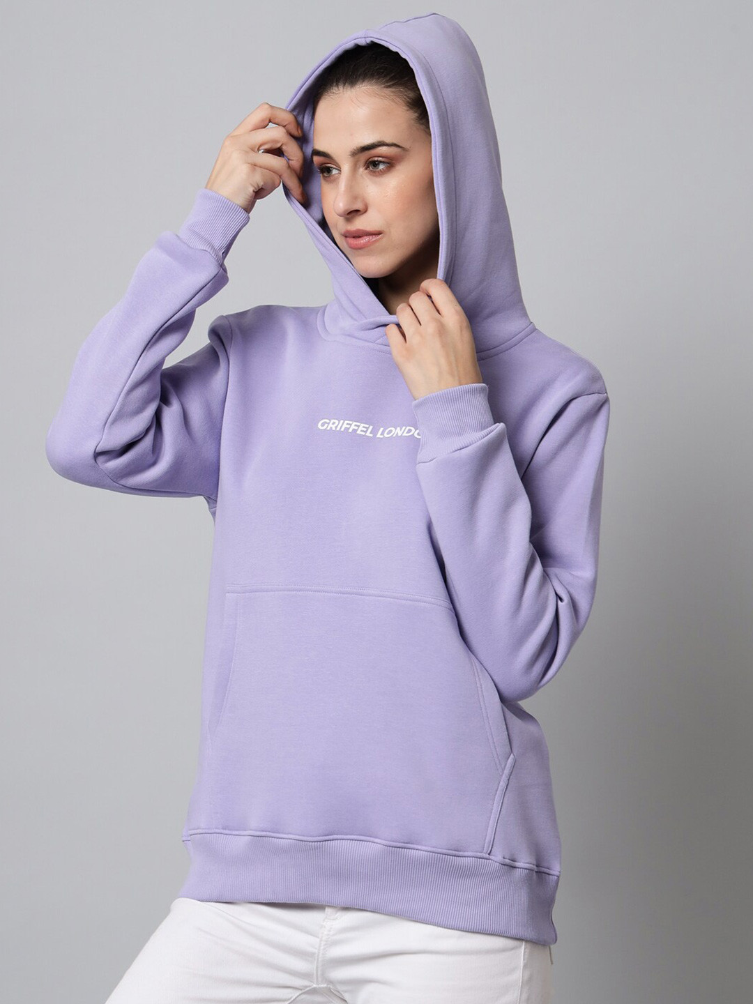 GRIFFEL Women Mauve Fleece Sweatshirt