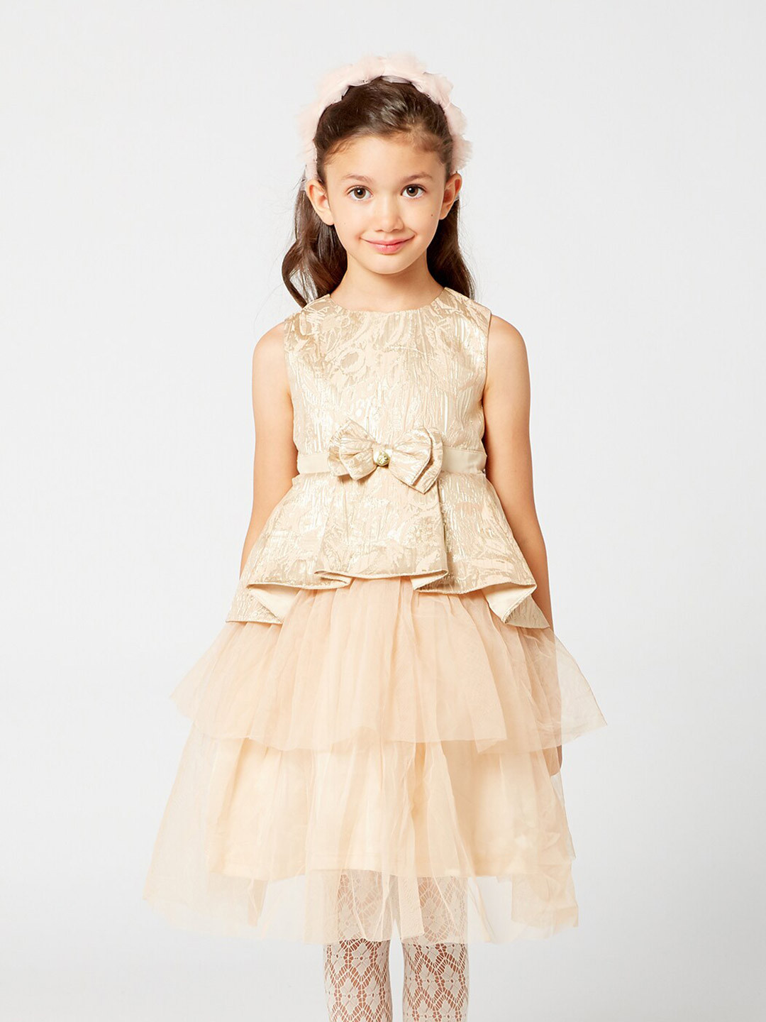 One Friday Girls Beige Fit & Flare Dress