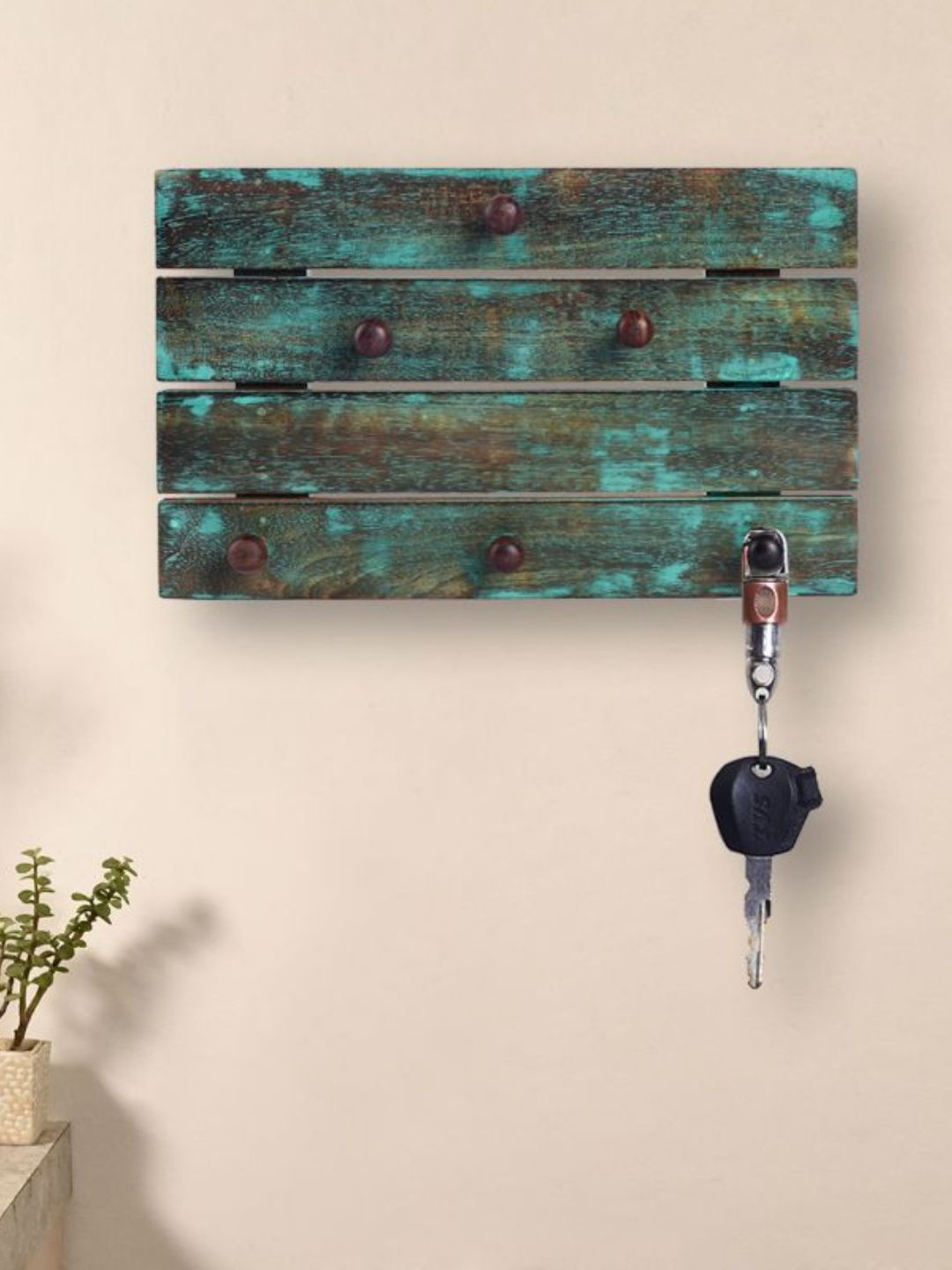 Unravel India Blue Textured 6-Hooks Key Holders