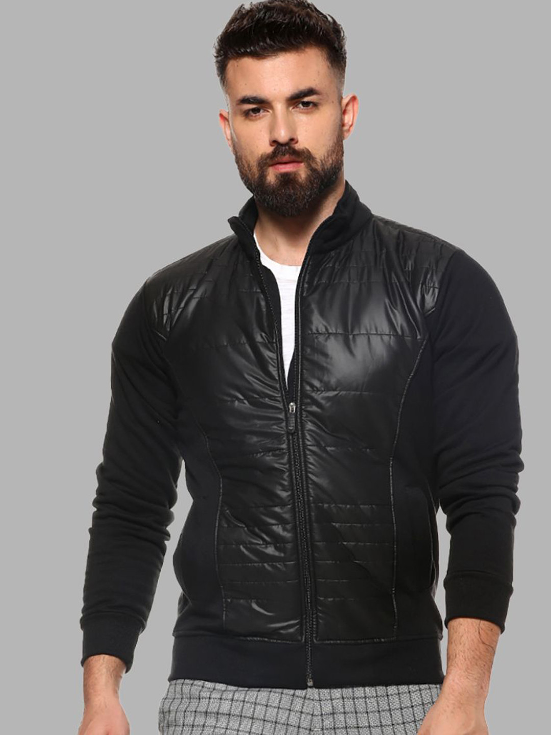 CAHOOT Men Black Windcheater Outdoor Open Front Jacket