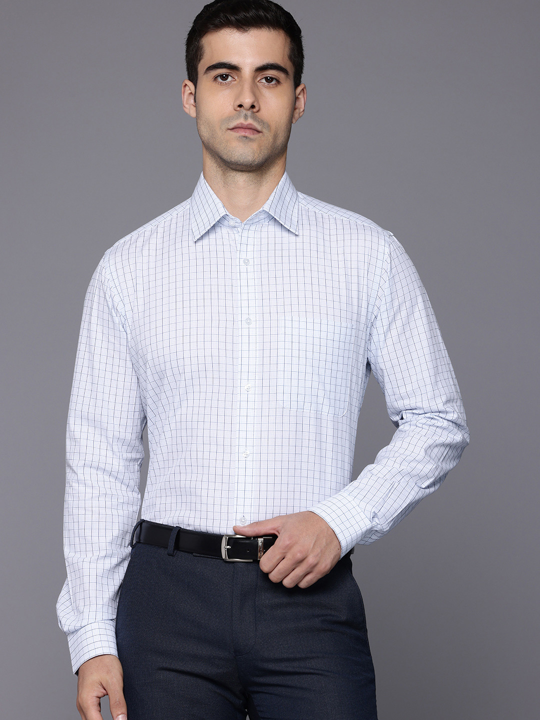 Raymond Slim Fit Checked Pure Cotton Formal Shirt