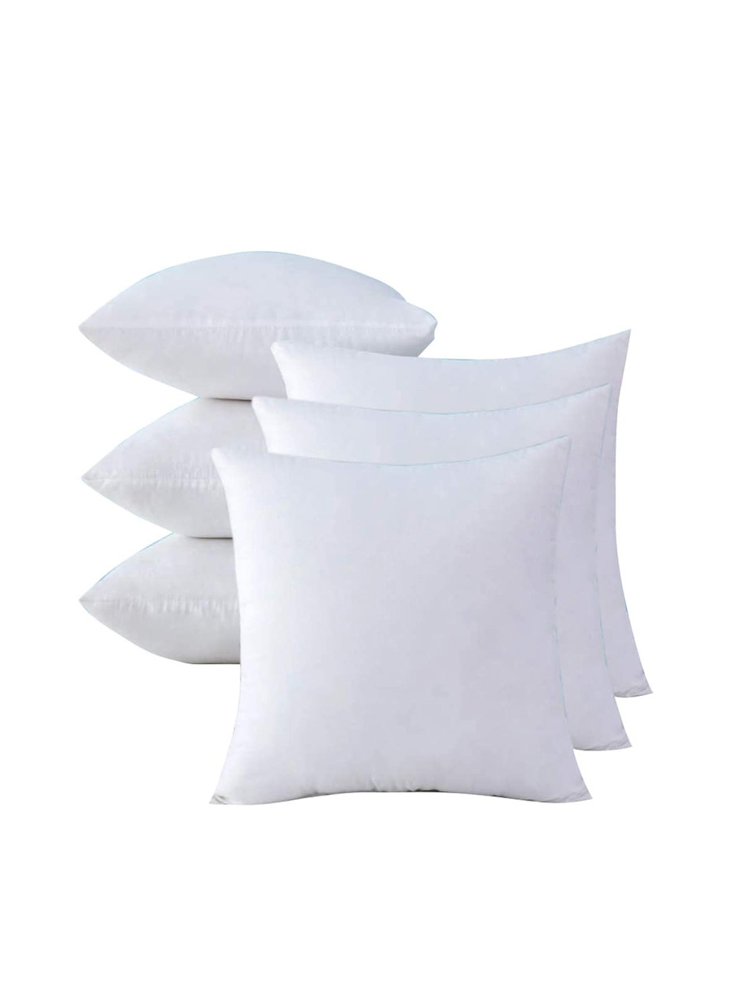 AVI Set of 6 White Solid Cotton Square Cushions
