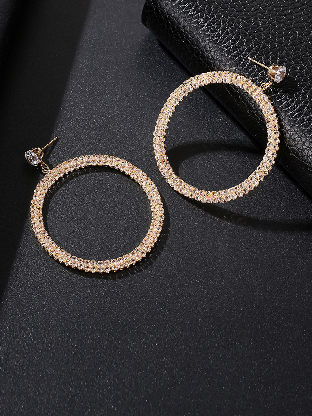Designs By Jewels Galaxy Gold-Toned Contemporary Hoop Earrings