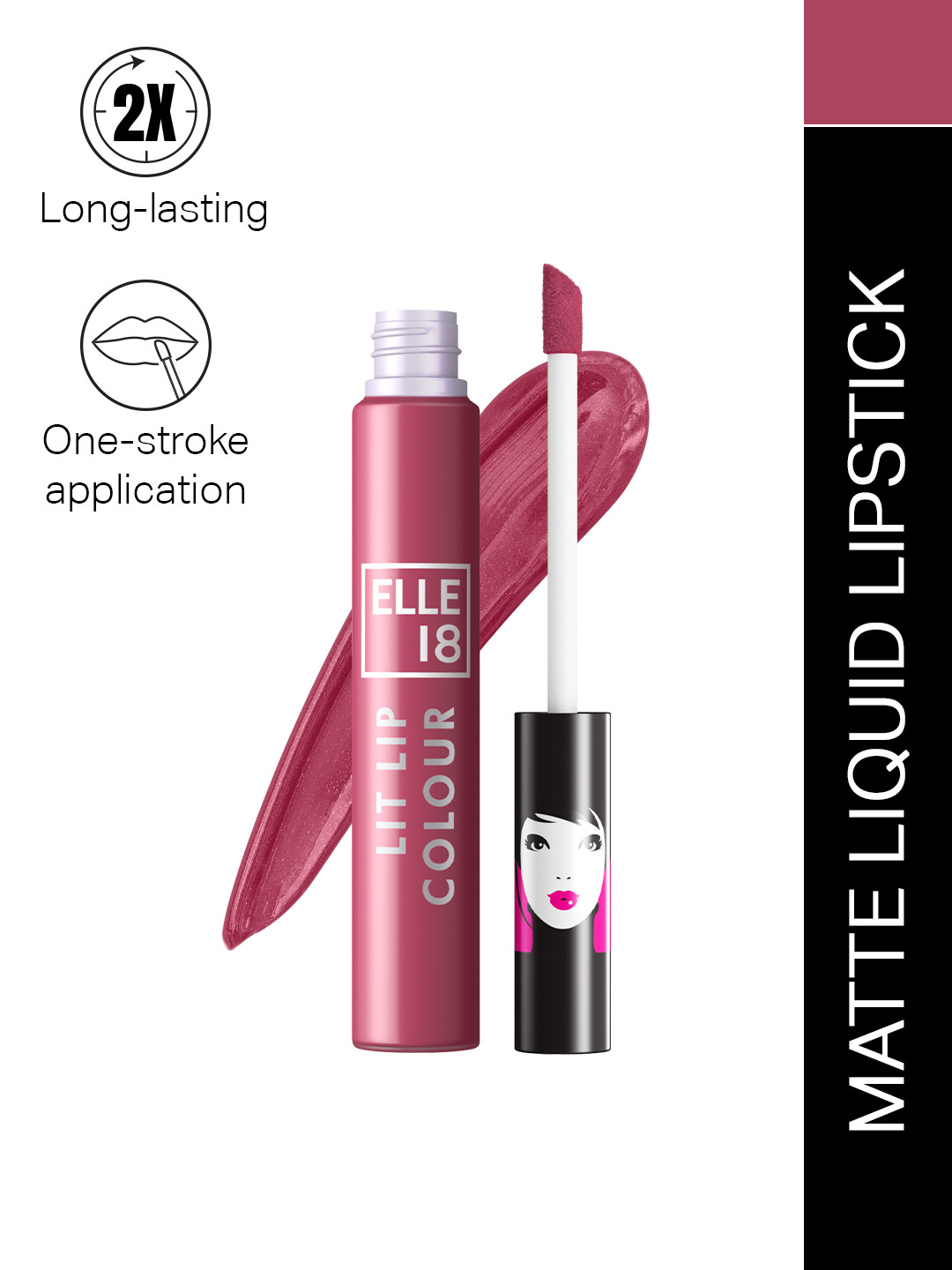 ELLE 18  Lit Lip Matte Finish Long Lasting Smudgeproof Lip Colour 5.6ml - Mauve Opera