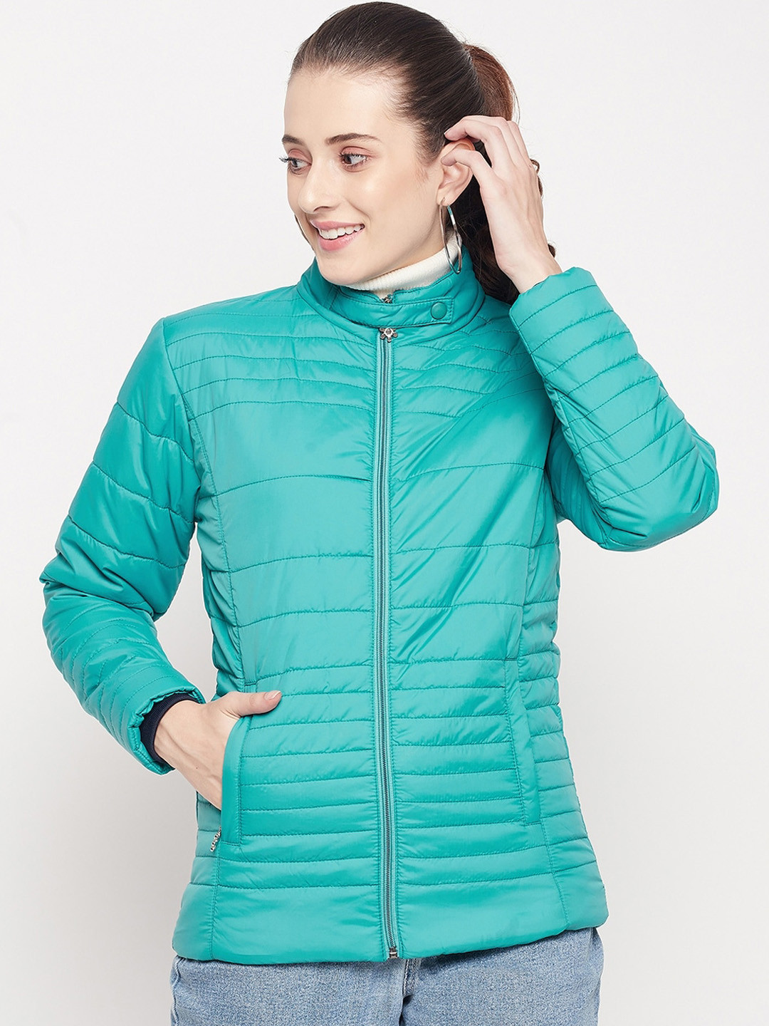 Adobe Women Sea Green Lightweight Padded Jacket
