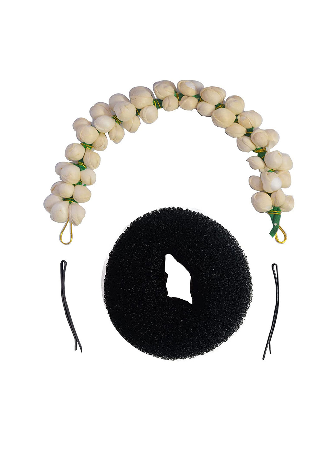 CHRONEX Set Of 4 Gajra With Bun Maker Donut & Sidepin