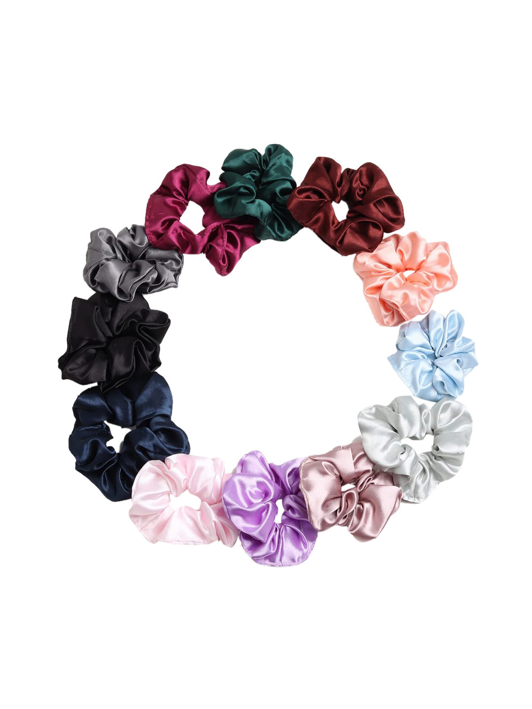 CHANDERKASH Women Set of 12 Satin Large Scrunchies Hair Accessories