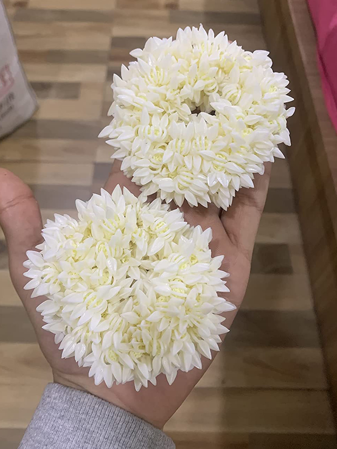 CHANDERKASH Women Pack Of 2 Artificial Mogra White Gajra Hair Accessories Rubber Band