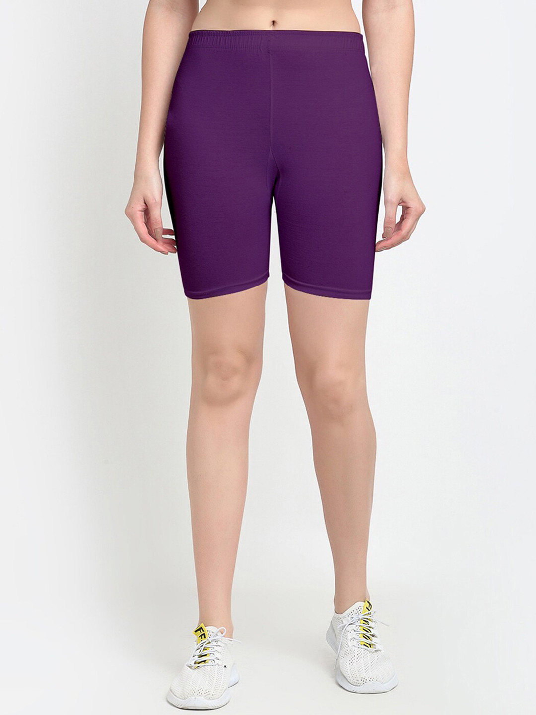 GRACIT Women Purple Mid Rise Regular Fit Cycling Sports Shorts